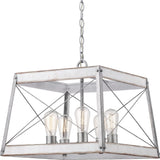 Progress Lighting Bradberry 5-Light Antique White and Galvanized Farmhouse Square Medium Hanging Pendant Light
