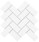 Satori Hudson 11-in x 11-in Glossy Porcelain Herringbone Subway Wall Tile, White (1-sq ft Piece)