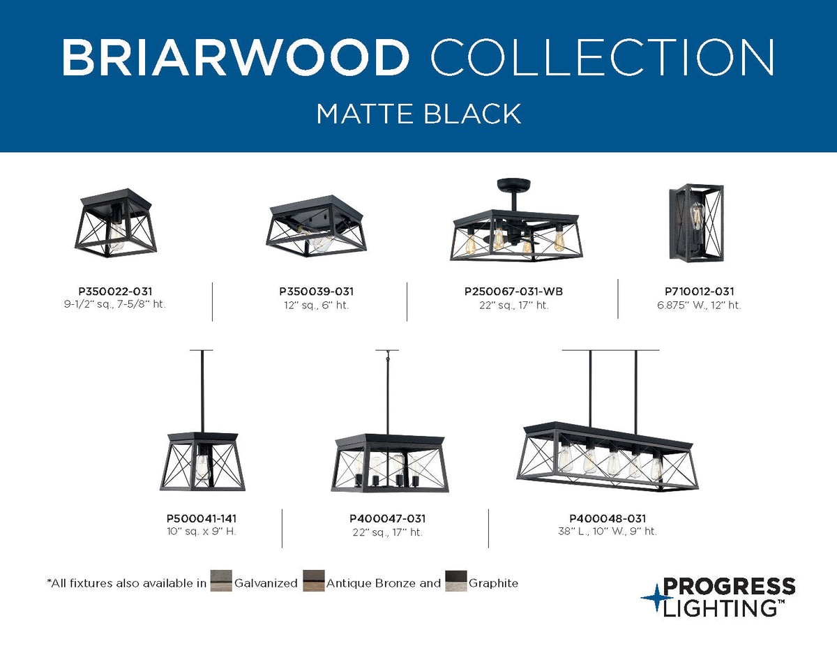 Progress Lighting Briarwood 4-Light Black Farmhouse Chandelier