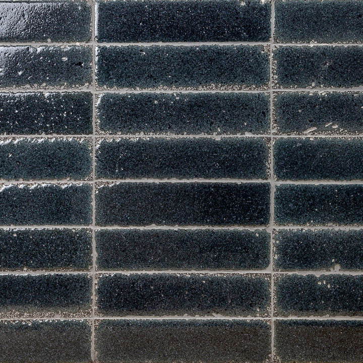 Artmore Tile Mineral Brick Black 3-in x 12-in Glazed Ceramic Subway Wall Tile product image
