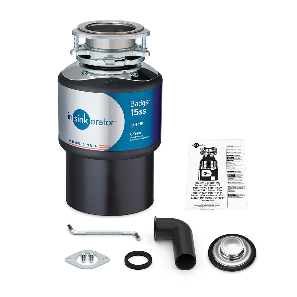 InSinkErator Badger 15SS 3/4-HP Continuous Feed Garbage Disposal