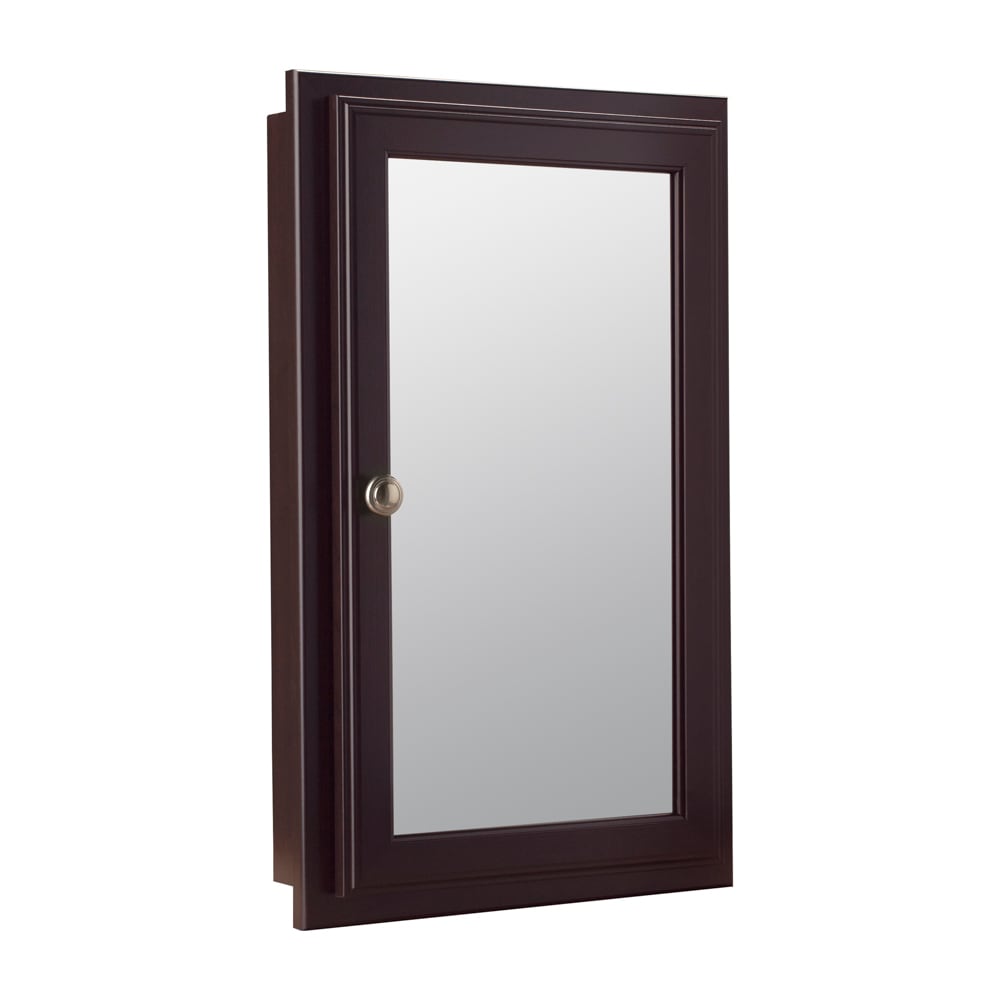 Style Selections 15.75-in x 25.75-in Surface/Recessed Mount Java Mirrored Medicine Cabinet