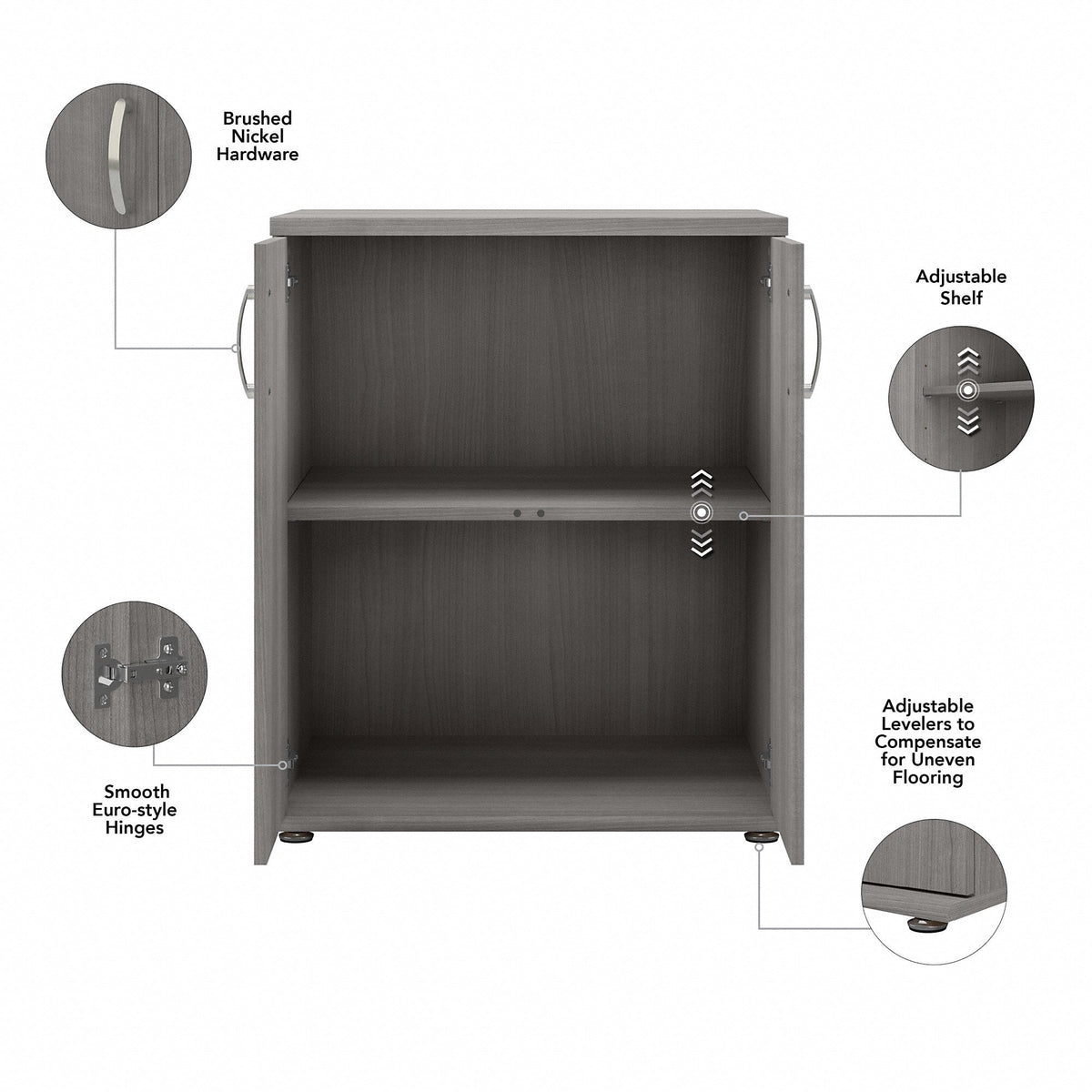 Bush Business Furniture Universal Storage 28.3464-in W x 33.9763-in H Wood Composite Platinum Gray Freestanding Utility Storage Cabinet