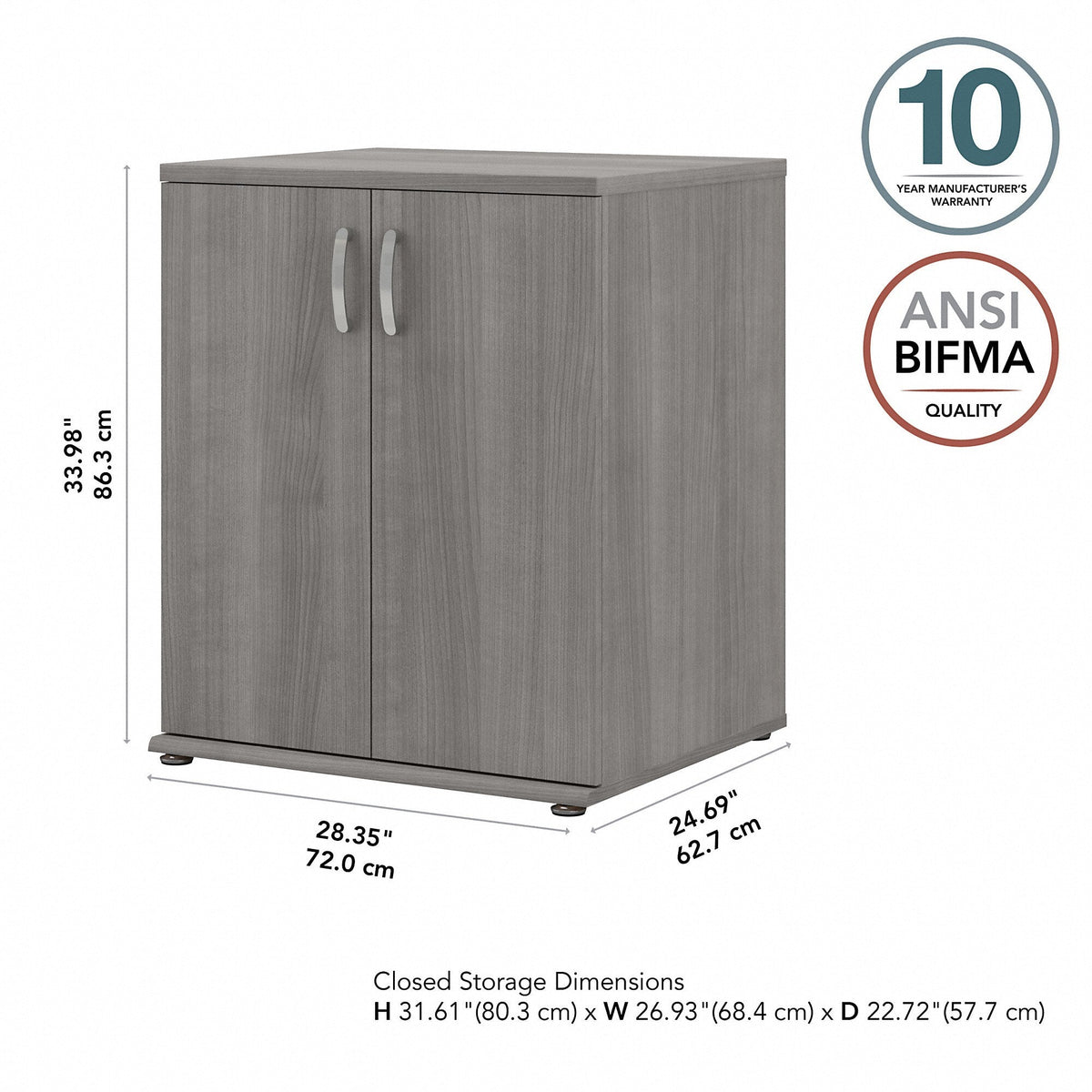 Bush Business Furniture Universal Storage 28.3464-in W x 33.9763-in H Wood Composite Platinum Gray Freestanding Utility Storage Cabinet