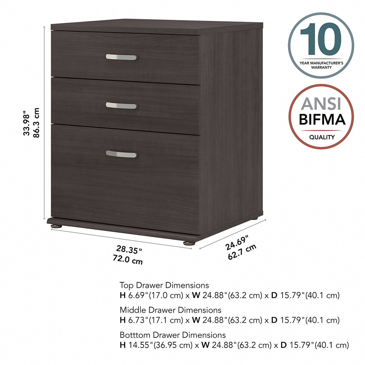 Bush Business Furniture Universal Storage 28.3464-in W x 33.9763-in H Wood Composite Storm Gray Freestanding Utility Storage Cabinet