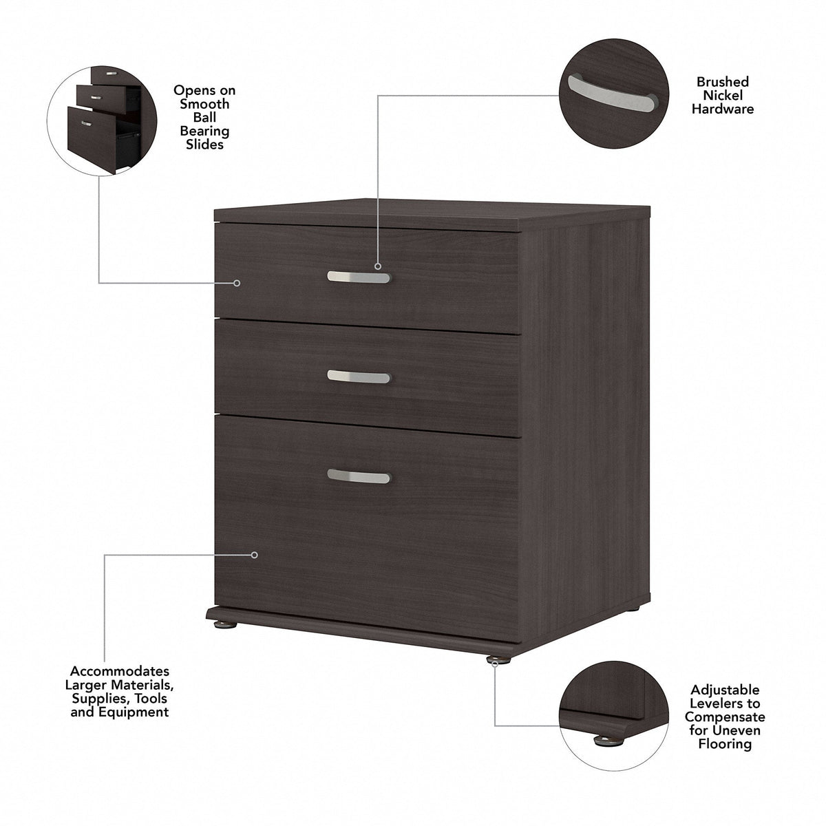 Bush Business Furniture Universal Storage 28.3464-in W x 33.9763-in H Wood Composite Storm Gray Freestanding Utility Storage Cabinet