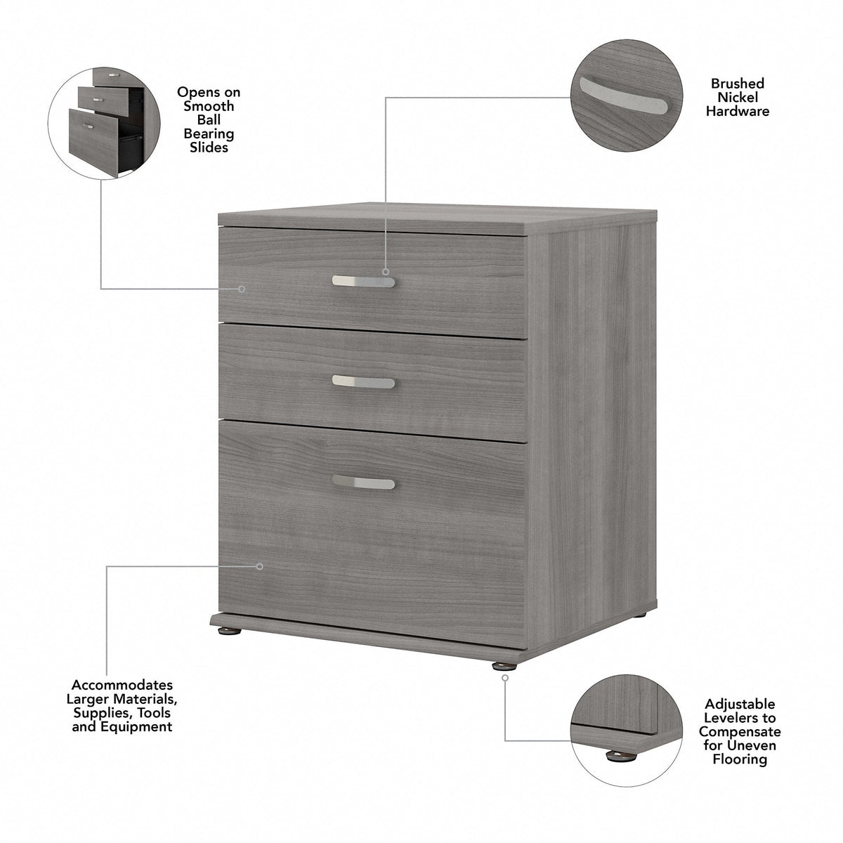Bush Business Furniture Universal Storage 28.3464-in W x 33.9763-in H Wood Composite Platinum Gray Freestanding Utility Storage Cabinet