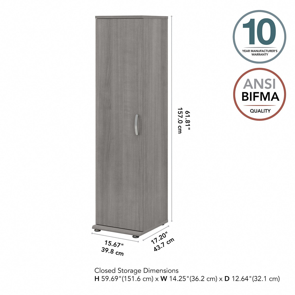 Bush Business Furniture Universal Storage 15.6692-in W x 61.811-in H Wood Composite Platinum Gray Freestanding Utility Storage Cabinet