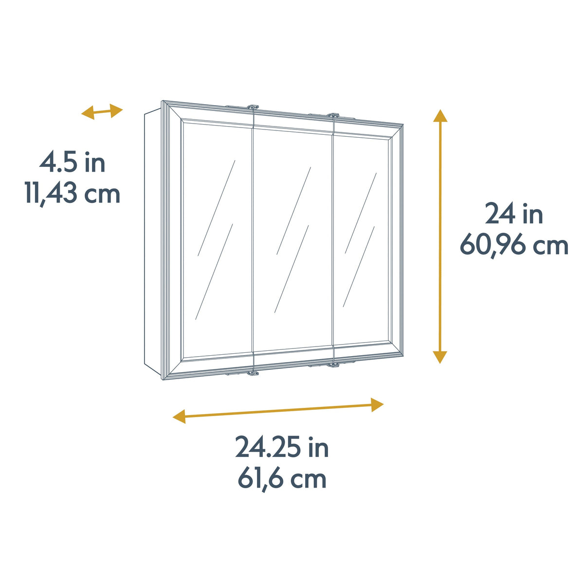 Project Source 24.25-in x 24-in Surface Mount Oak Mirrored Medicine Cabinet