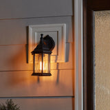 Project Source Henfield 11.81-in H Matte Black Outdoor Wall Lantern, Medium Base (E-26)