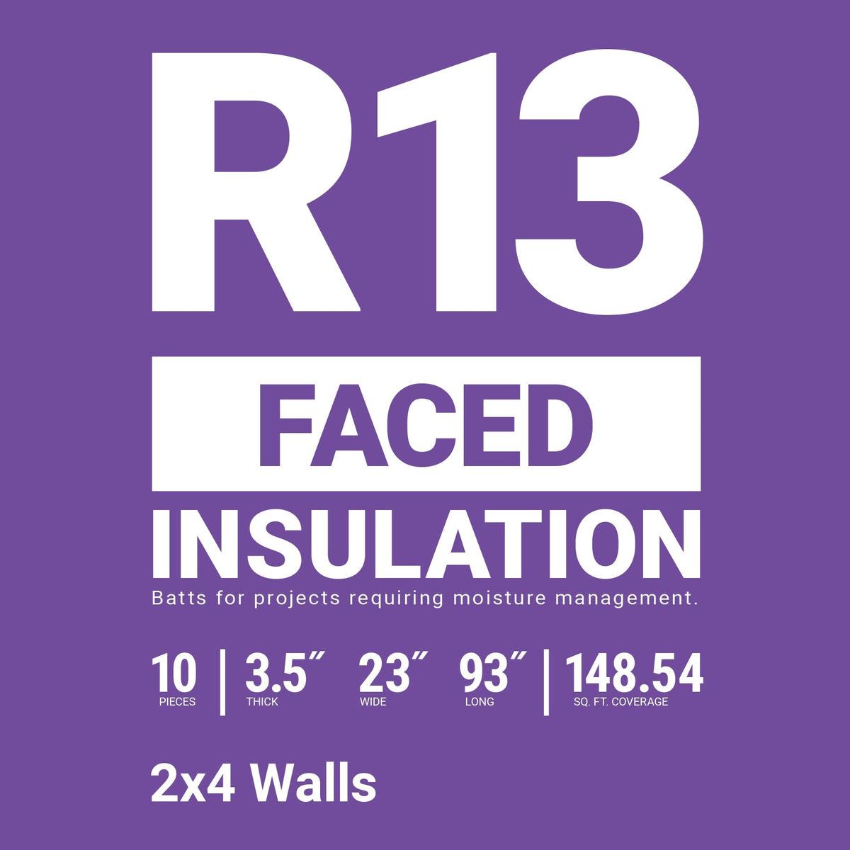 Owens Corning EcoTouch R-13 Kraft Faced Fiberglass Insulation Batts, 23 in. W x 93 in. L, 148.54 sq. ft. Coverage