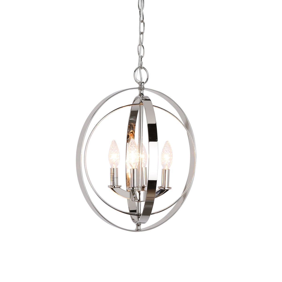 Progress Lighting Equinox 4-Light Polished Nickel Coastal Globe Medium Hanging Pendant Light