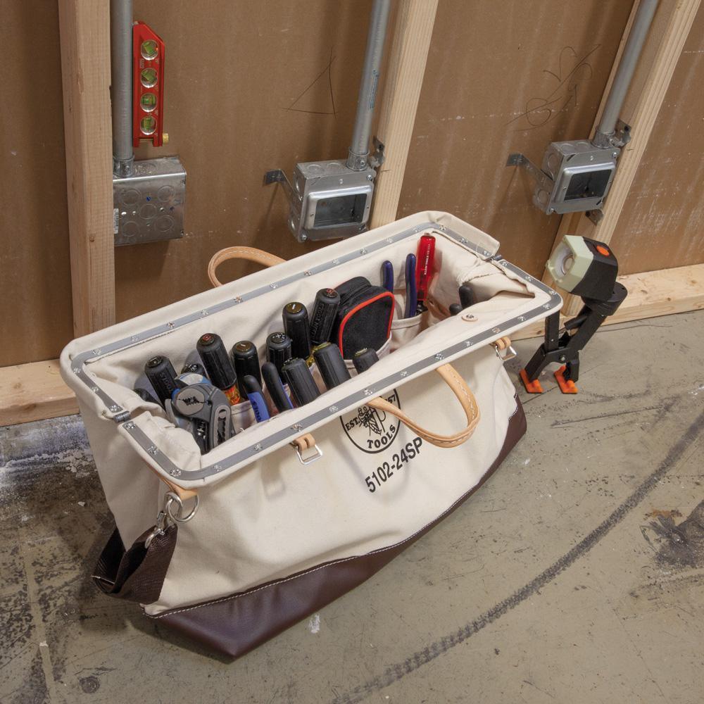 Deluxe Tool Bag, Canvas, 17 Pockets, 24-Inch - Super Arbor