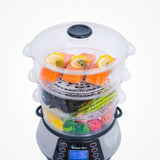 3-Tier 12 Qt. Stainless Steel Countertop Food Steamer and Rice Cooker