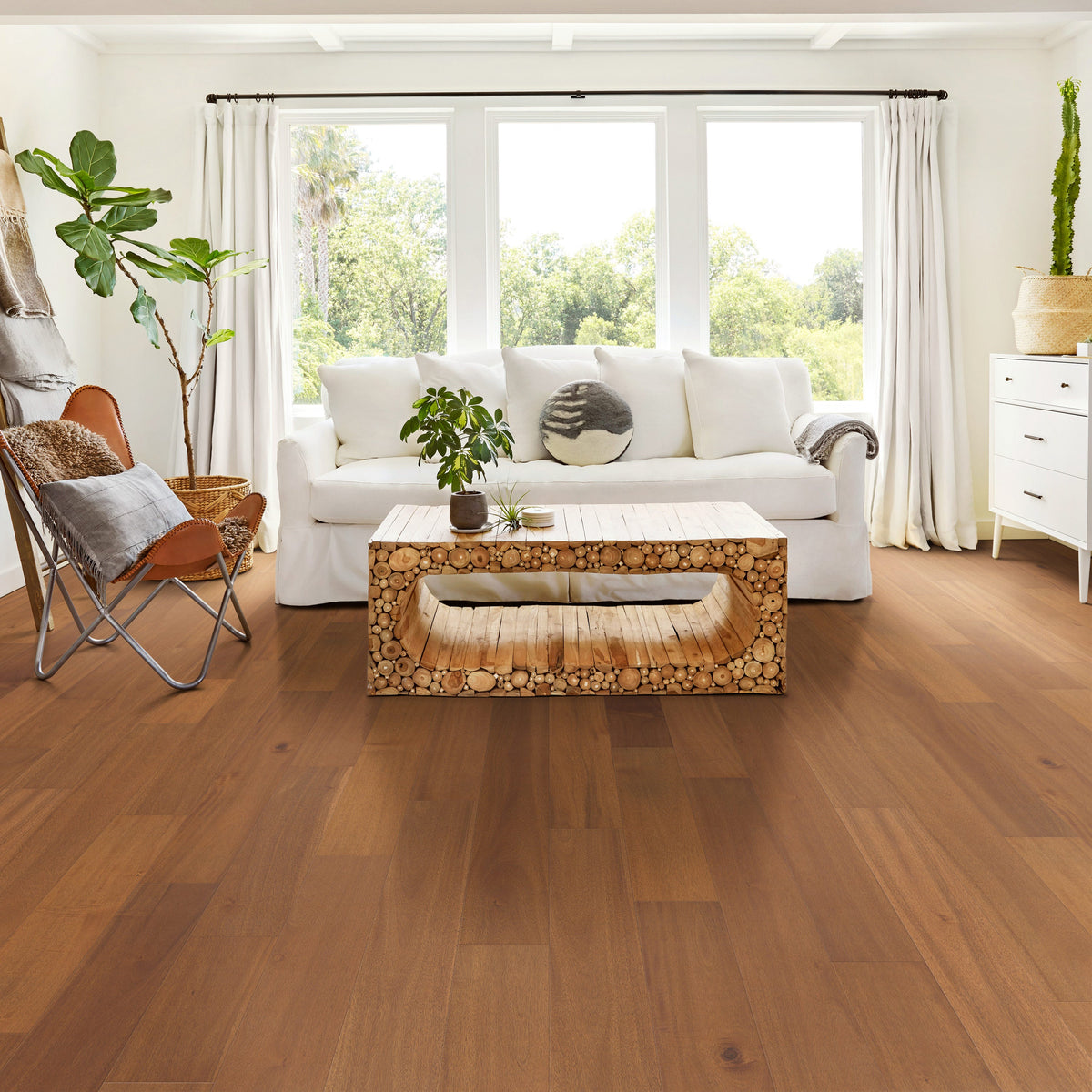SMARTCORE Acacia Autumn hardwood flooring — installed room view