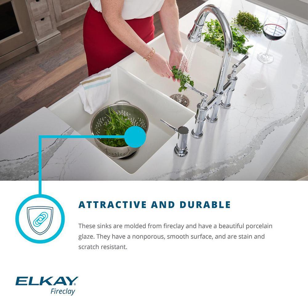 Explore Farmhouse Apron Front Fireclay 33 in. Double Bowl Kitchen Sink in White - Super Arbor