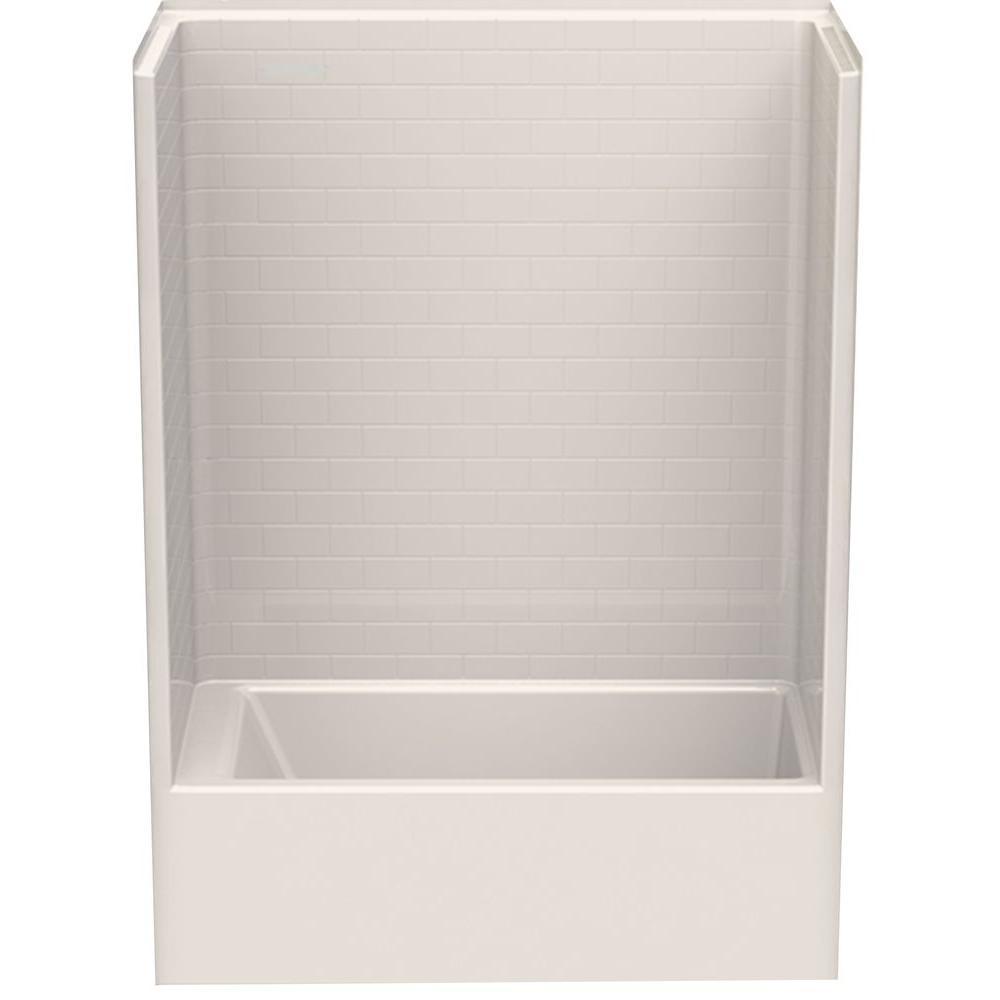 Everyday Subway Tile 60 in. x 32 in. x 80 in. 1-Piece Bath and Shower Kit with Left Drain in White - Super Arbor
