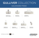 Progress Lighting Gulliver 4-Light Galvanized Farmhouse Drum Medium Hanging Pendant Light