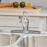 Project Source Chrome 1-Handle Deck-Mount Low-Arc Kitchen Faucet with Deck Plate