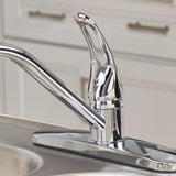 Project Source Chrome 1-Handle Deck-Mount Low-Arc Kitchen Faucet with Deck Plate