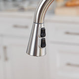 Project Source Ellesburg Stainless Steel 1-Handle Deck-Mount Pull-Down Kitchen Faucet with Sprayer (Deck Plate Included)