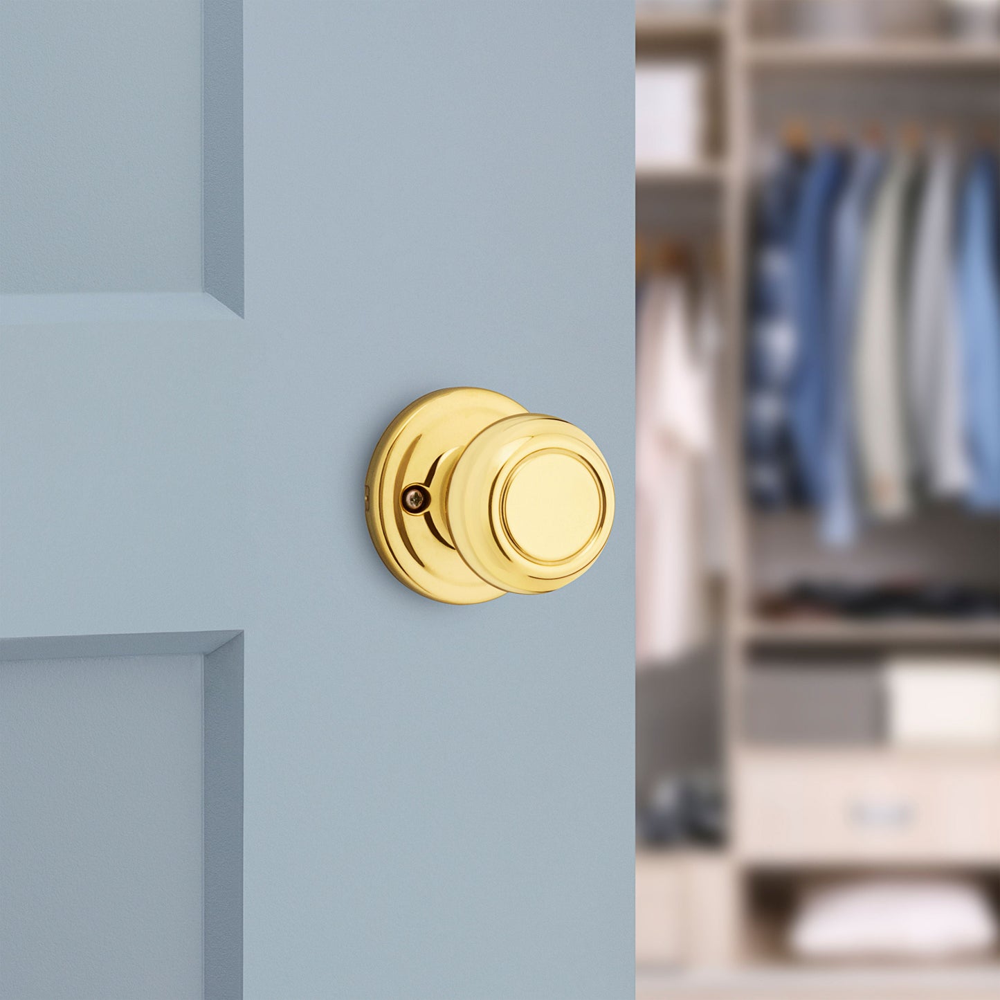 Kwikset Cameron Polished Brass Interior Dummy Door Knob – Universal Handing