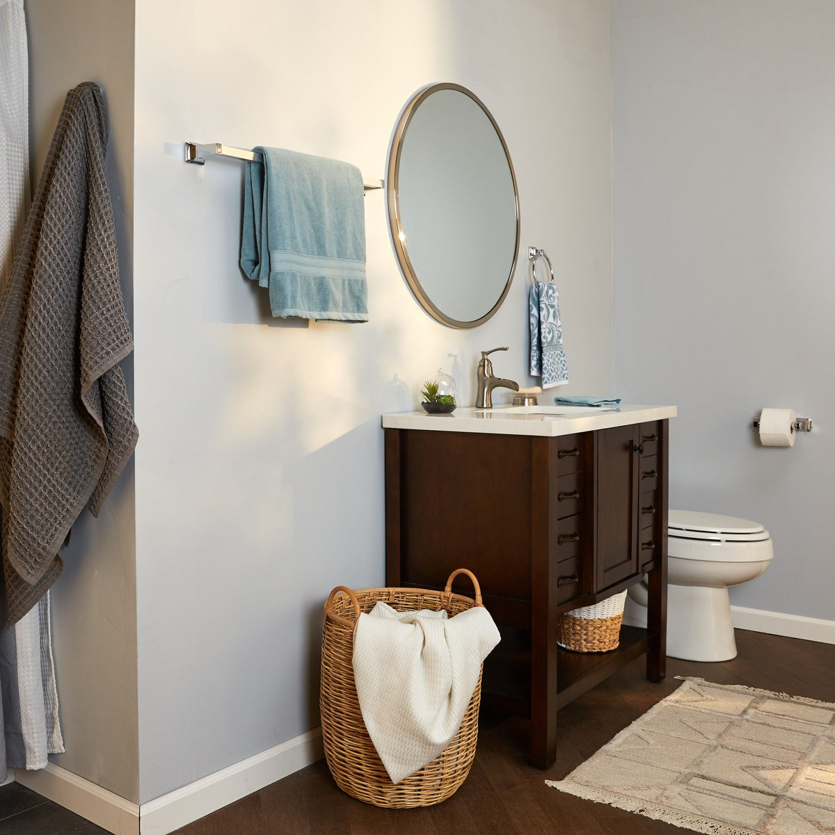 Project Source Seton 4-Piece Chrome Decorative Bathroom Hardware Set, 24-in Towel Bar