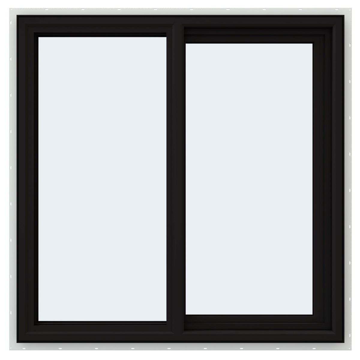 JELD-WEN FiniShield V-4500 35-1/2-in x 35-1/2-in x 3-in Jamb Right-Operable Vinyl Sliding Window, Black Exterior/White Interior, Full Screen Included