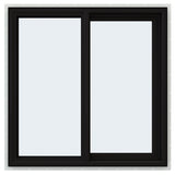 JELD-WEN FiniShield V-4500 35-1/2-in x 35-1/2-in x 3-in Jamb Right-Operable Vinyl Sliding Window, Black Exterior/White Interior, Full Screen Included