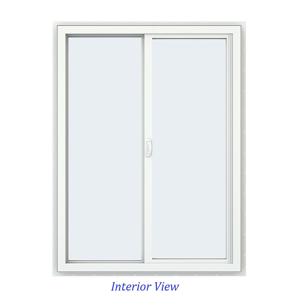 JELD-WEN FiniShield V-4500 35-1/2-in x 47-1/2-in x 3-in Jamb Right-Operable Vinyl Sliding Window, Black Exterior/White Interior, Full Screen Included