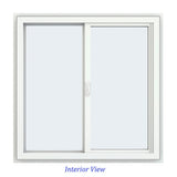 JELD-WEN FiniShield V-4500 35-1/2-in x 35-1/2-in x 3-in Jamb Left-Operable Vinyl Black Sliding Window, Full Screen Included