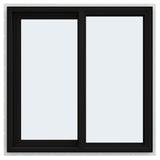 JELD-WEN FiniShield V-4500 35-1/2-in x 35-1/2-in x 3-in Jamb Left-Operable Vinyl Black Sliding Window, Full Screen Included