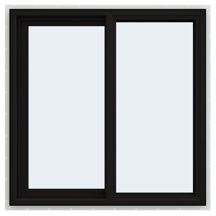 JELD-WEN FiniShield V-4500 35-1/2-in x 35-1/2-in x 3-in Jamb Left-operable Vinyl Black Sliding Window Full Screen Included