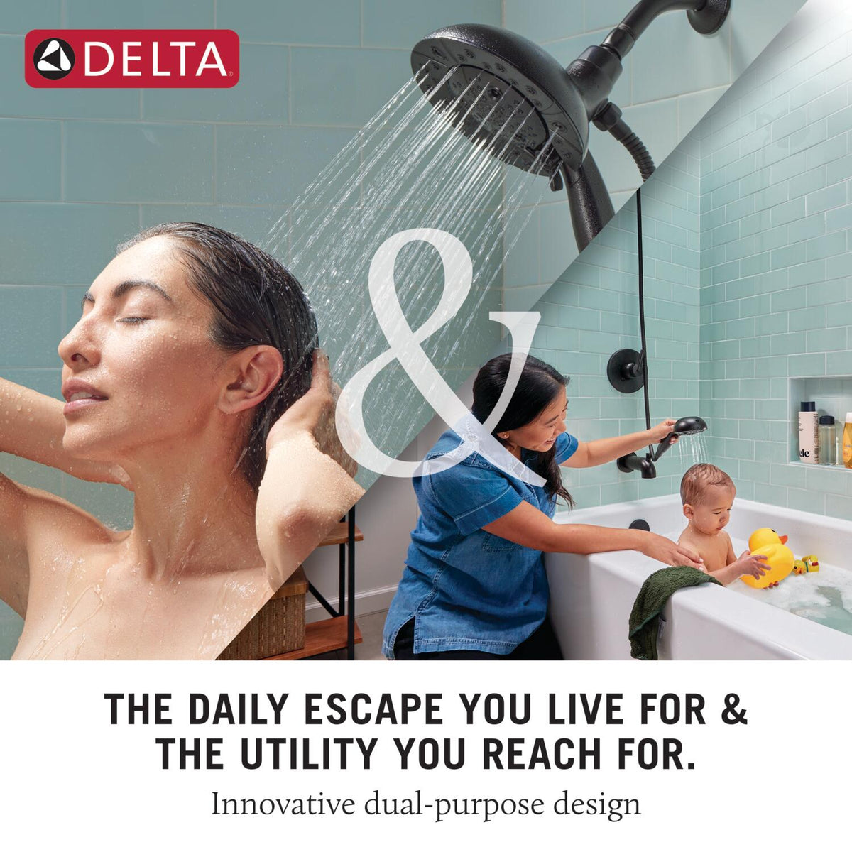 Delta In2ition with H2Okinetic Venetian Bronze 5‑Spray Dual/Combo Shower Head, 6.875‑in Round, 1.75‑GPM (6.6‑LPM)