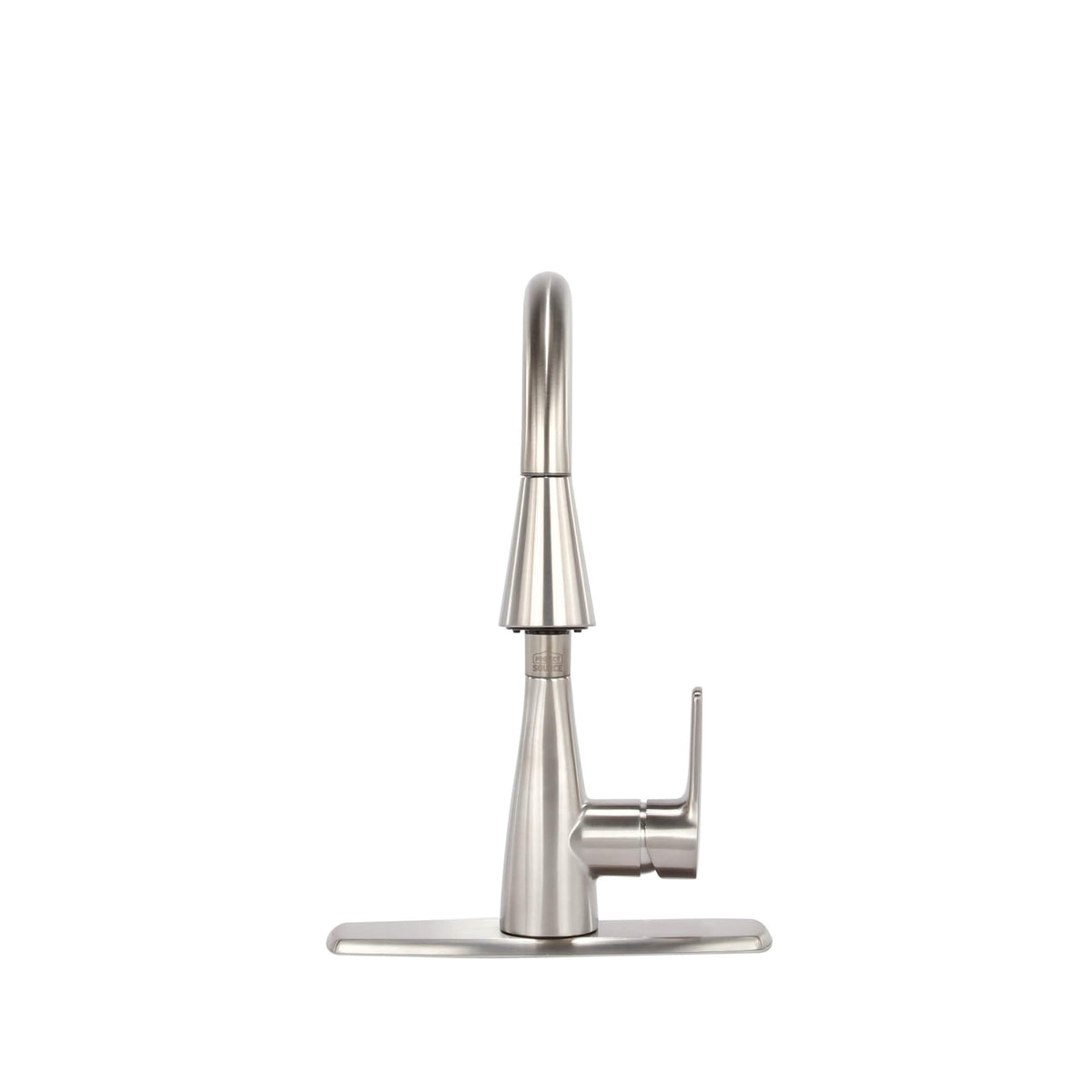 Project Source Ellesburg Stainless Steel 1-Handle Deck-Mount Pull-Down Kitchen Faucet with Sprayer (Deck Plate Included)