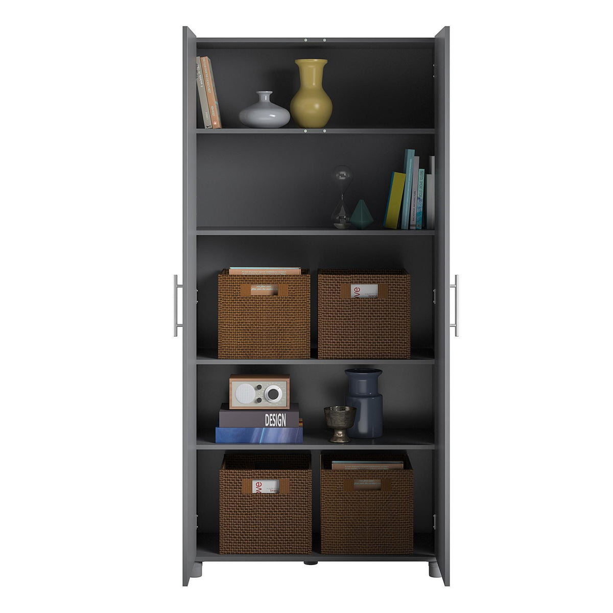 Ameriwood Home Camberly 35.68-in W x 74.31-in H Wood Composite Graphite Grey/Graphite Grey Freestanding Utility Storage Cabinet