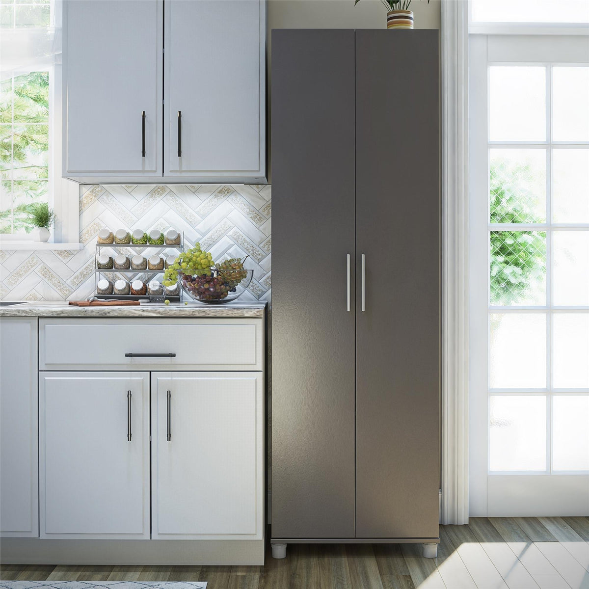Ameriwood Home Camberly 23.7-in W x 74.29-in H Wood Composite Graphite Grey/Graphite Grey Freestanding Utility Storage Cabinet