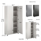 Ameriwood Home Camberly 35.68-in W x 74.31-in H Wood Composite Graphite Grey/Graphite Grey Freestanding Utility Storage Cabinet