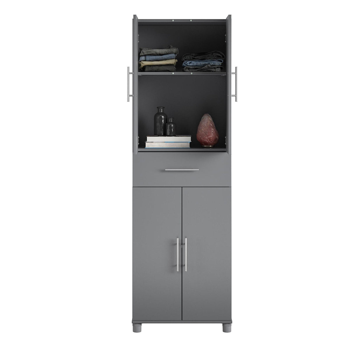 Ameriwood Home Camberly 23.46-in W x 75.25-in H Wood Composite Graphite Grey/Graphite Grey Freestanding Utility Storage Cabinet