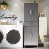 Ameriwood Home Camberly 23.46-in W x 75.25-in H Wood Composite Graphite Grey/Graphite Grey Freestanding Utility Storage Cabinet