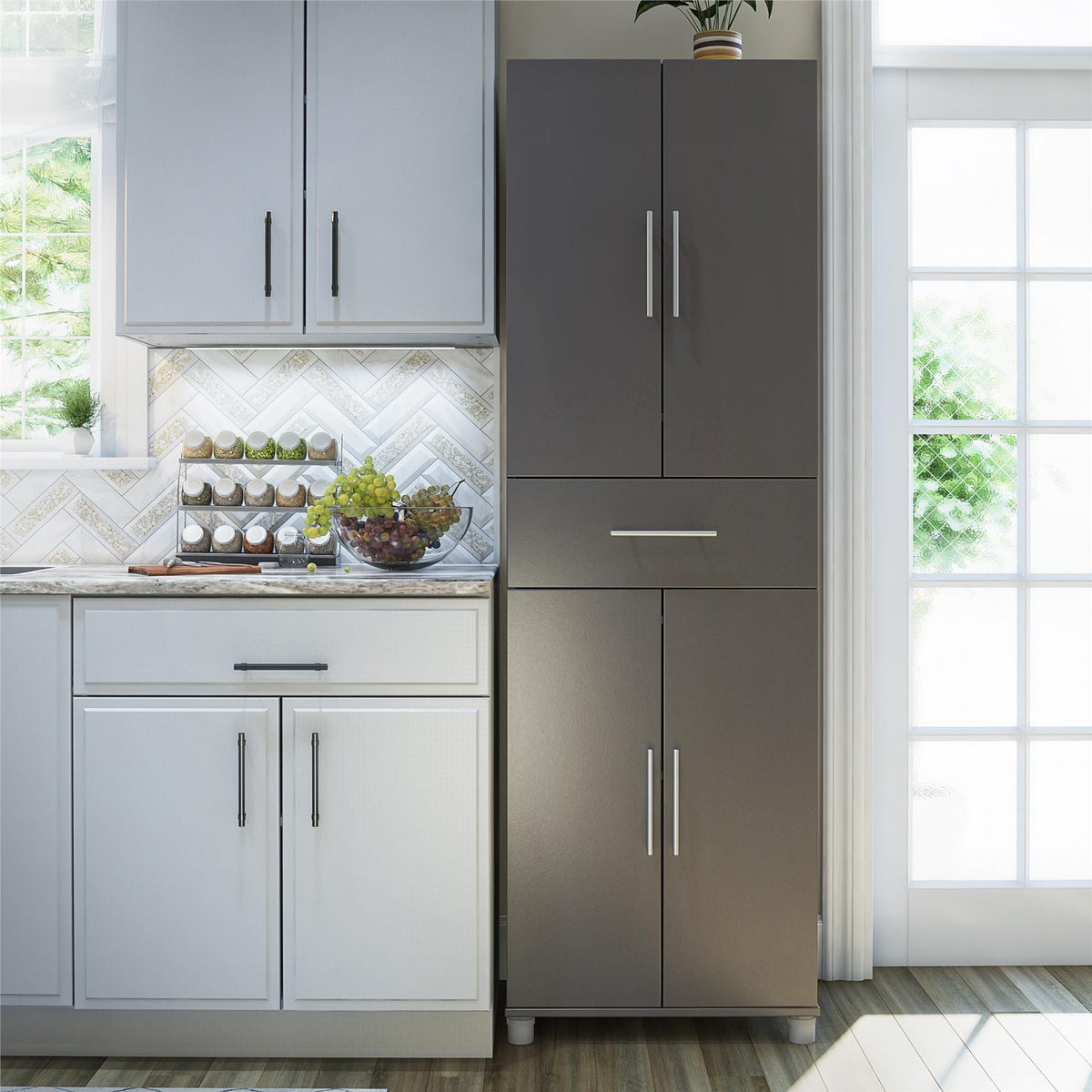 Ameriwood Home Camberly 23.46-in W x 75.25-in H Wood Composite Graphite Grey/Graphite Grey Freestanding Utility Storage Cabinet