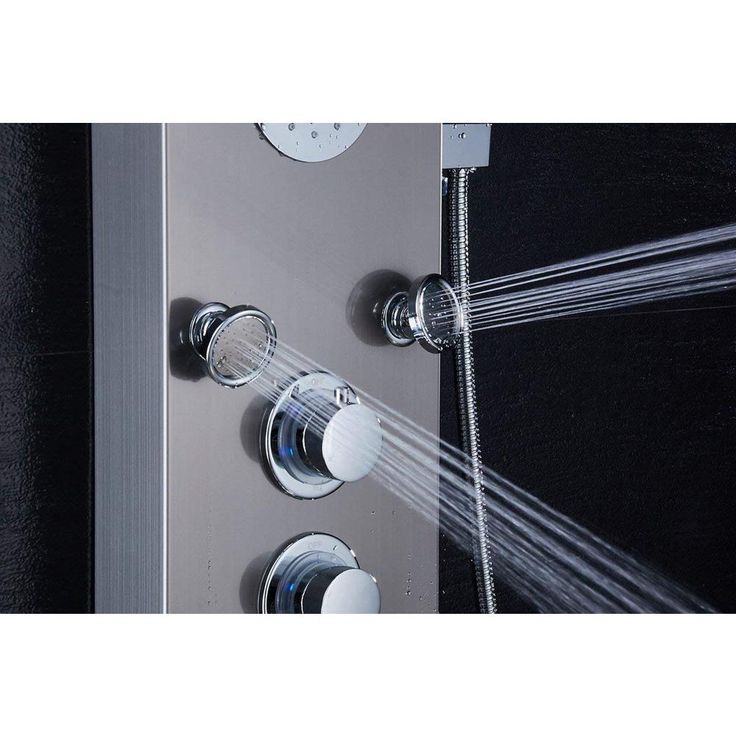 55 in. 5-Jet Shower Panel System with LED Rainfall Mist Shower Head Hand Shower Wand and Tub Spout in Brushed Nickel