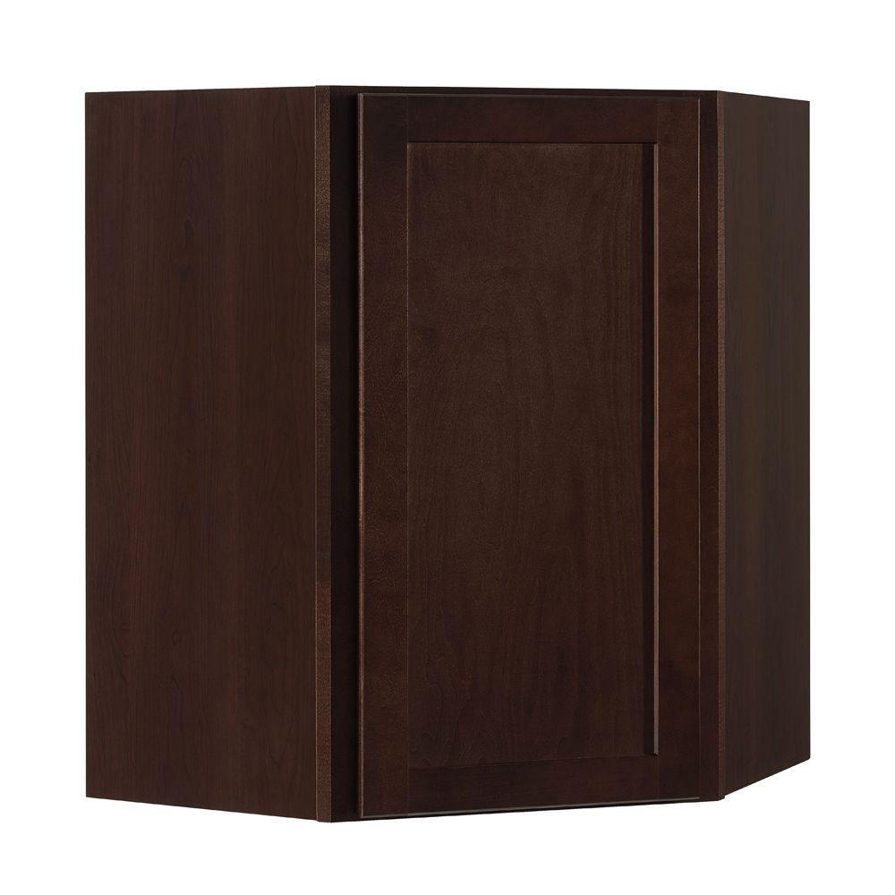 Shaker Assembled 24x30x12 in. Diagonal Corner Wall Kitchen Cabinet in Satin White