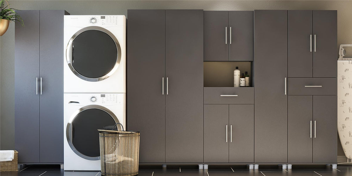 Ameriwood Home Camberly 23.7-in W x 74.29-in H Wood Composite Graphite Grey/Graphite Grey Freestanding Utility Storage Cabinet