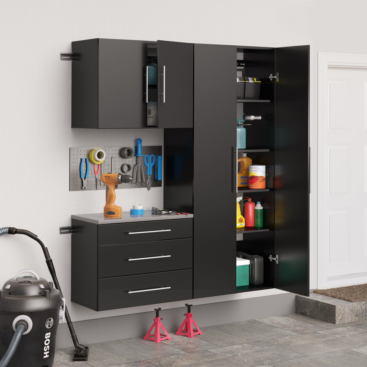 Prepac HangUps 60-in W x 72-in H Wood Composite Black Wall-mount Utility Storage Cabinet