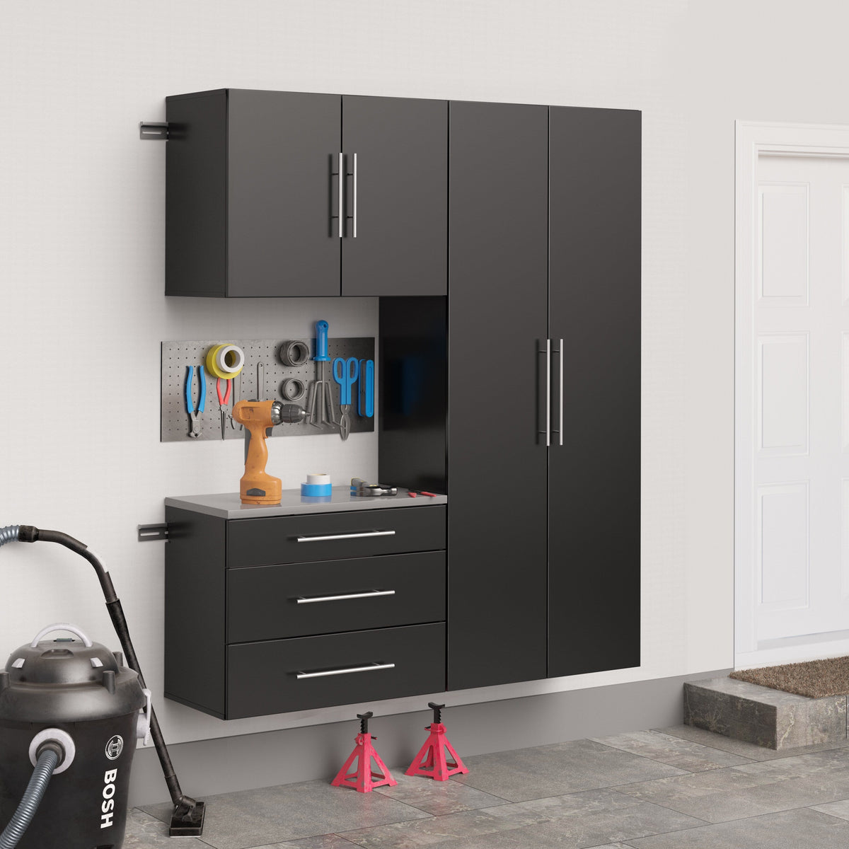 Prepac HangUps 60-in W x 72-in H Wood Composite Black Wall-mount Utility Storage Cabinet