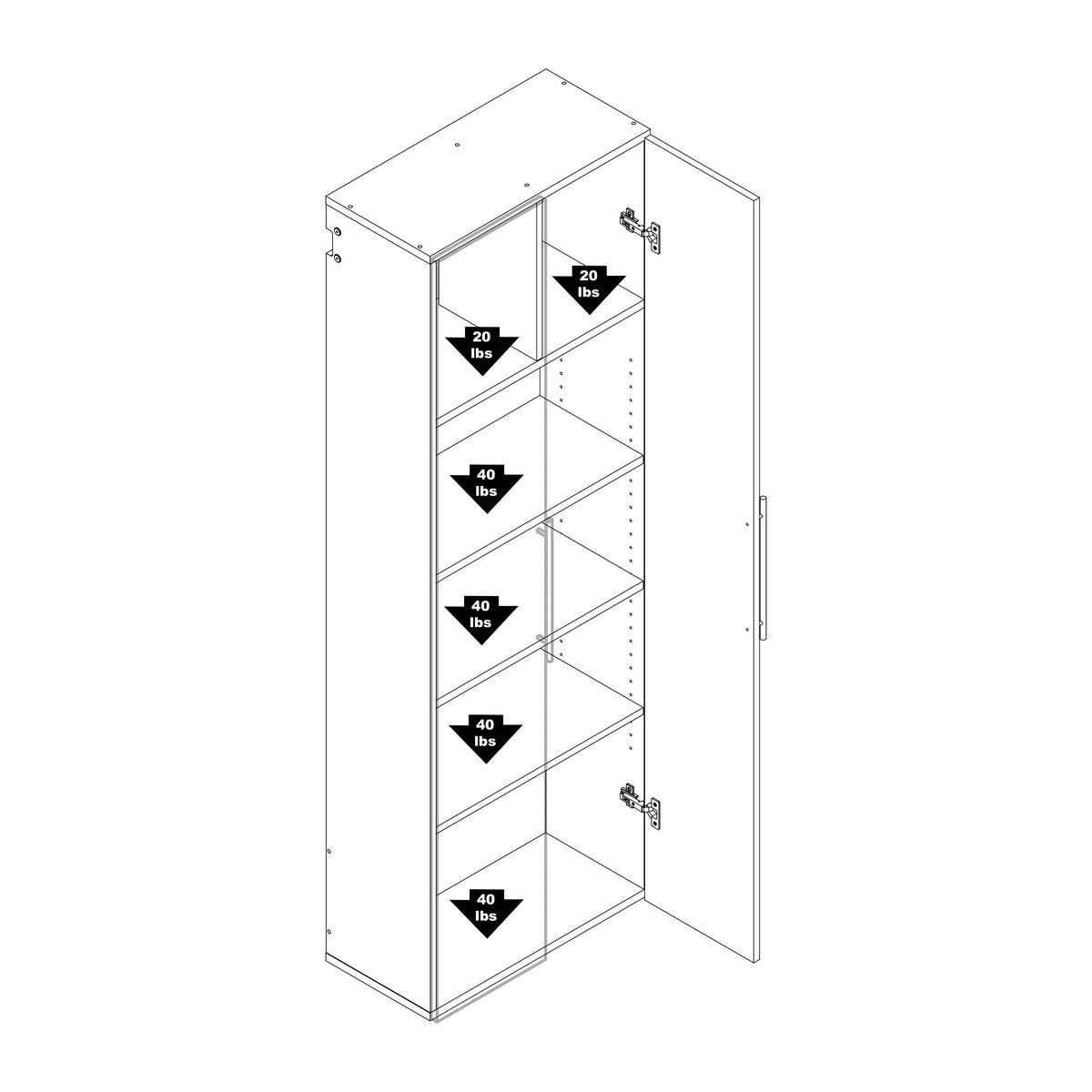 Prepac HangUps 24-in W x 72-in H Wood Composite Black Wall-mount Utility Storage Cabinet