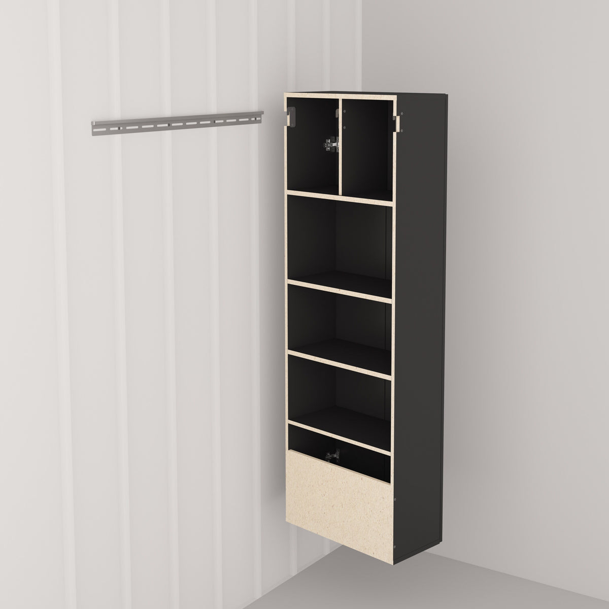 Prepac HangUps 24-in W x 72-in H Wood Composite Black Wall-mount Utility Storage Cabinet