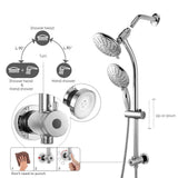5-Spray Patterns 5 in. Wall Mount Dual Shower Heads with Adjustable Slide Bar and Stainless Steel Hose in Brushed Nickel - Super Arbor
