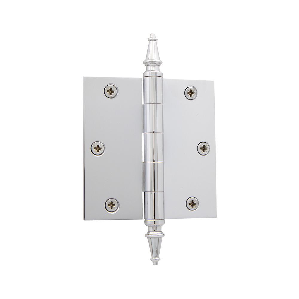 3.5 in. Polished Brass Steeple Tip Residential Hinge with 5/8 in. Radius Corners - Super Arbor